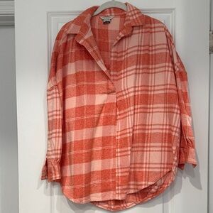 French Connection Orange Plaid Button Down Shirt